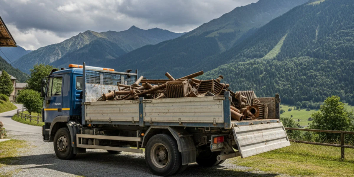Camion ferrailleur en intervention en Savoie