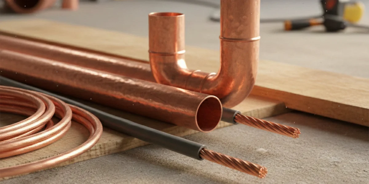 Tuyaux et câbles en cuivre prêts à être rachetés par un ferrailleur en Savoie